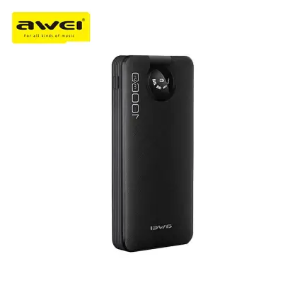 Awei P133K 10000mAh Fast-Fill Power Bank with 4 Self-Contained Cables
